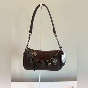 Beautiful Ed Hardy Coco Brown Charm-Chain Shoulder Bag